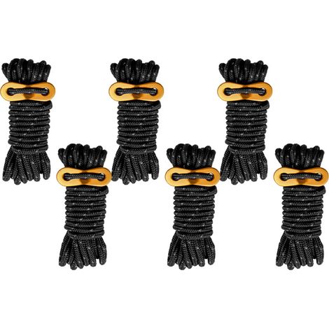 Corde de haubanage réfléchissante brillante 6 x 4 mm, 400 cm, avec plaque en aluminium, pour tente, camping et randonnée