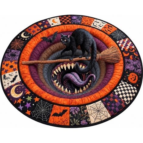 Tapis de sol rond Halloween, velours cristal, doux et lavable, cosplay, salon/chambre, commande personnalisée - Style 9 (1/5)