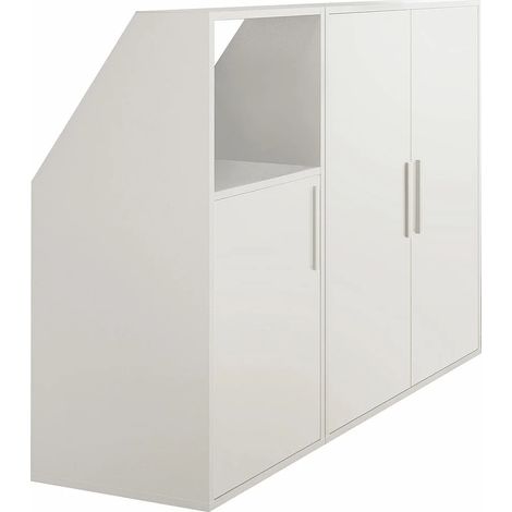 Meuble sous pente 3 portes et 1 niche - Blanc - ADEZIO