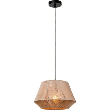 Suspension diam25 cm 1xe27 60 w noir et naturel - lucide - jessica (1/5)