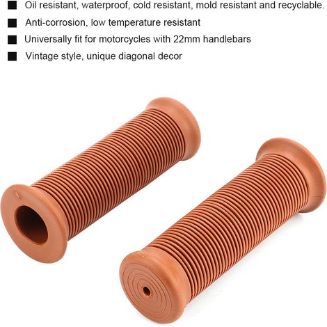 poignées de guidon universelles vintage pour moto, 22 mm, embouts de guidon (jaune-marron) (1/5)