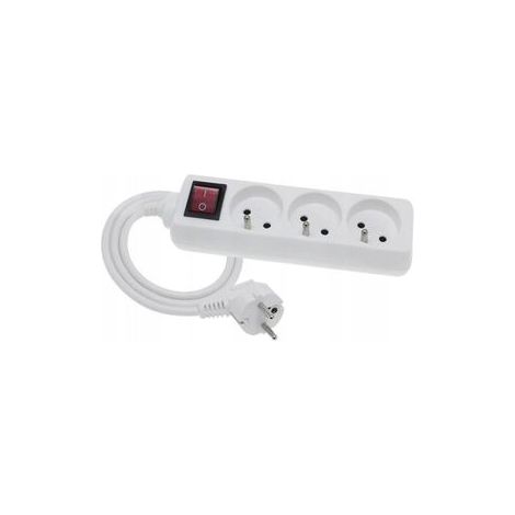 Cable alargador portátil, 3 enchufes, 5 m, interruptor