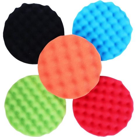 Lot de 5 tampons de polissage en mousse de 180 mm (7 pouces) pour polisseuses automobiles. (1/5)