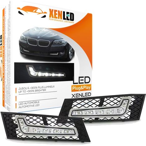 BMW F10 F11 série 5 (10-13) Paire de Feux de jour LED de pare-chocs avant intégrés - Grilles incluses