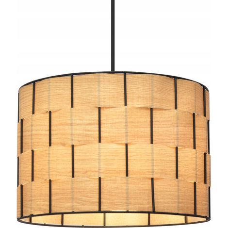 [NEUWERTIG] B-Ware Hängeleuchte Pendelleuchte Atlanta eichefarben Textil Lampe Leuchte Wohnzimmer (1/2)