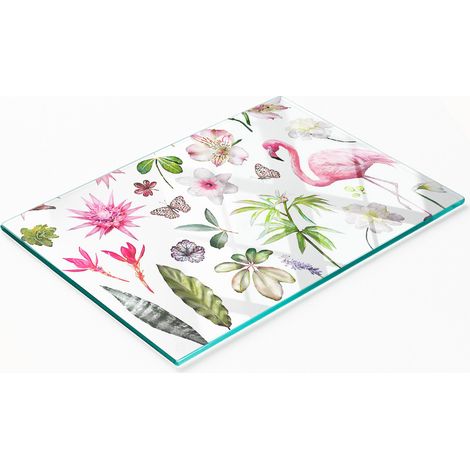Planche à découper en verre à motifs tropicaux, collection 80 x 52 cm (1/5)