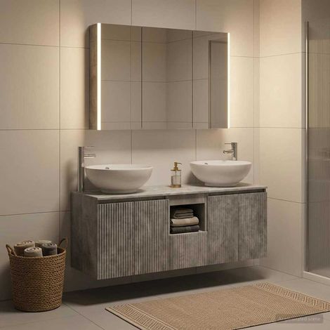 vidaXL Bathroom Cabinet Set 4 pcs Concrete Grey Engineered Wood (1/5)