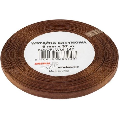 Nastro di raso marrone 6 mm x 32 m