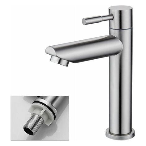 Robinet de lavabo eau froide – Finition chromée en cuivre – Cartouche céramique – Mousseur démontable pour nettoyage facile