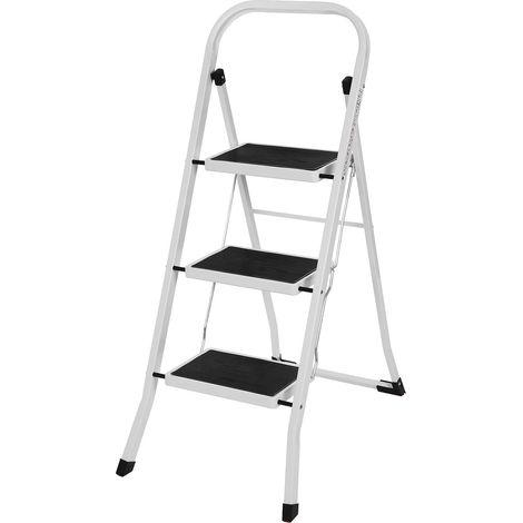 Songmics – Échelle escabeau pliable 3 marches – Largeur de marche 20 cm – Charge 150 kg – Acier antidérapant – GSL03WT (1/5)