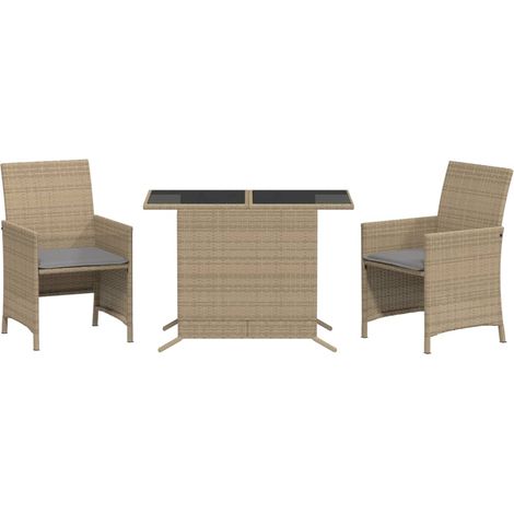 Maison Exclusive - 3-tlg. Bistro-Set mit Kissen Beigemischung Pol
