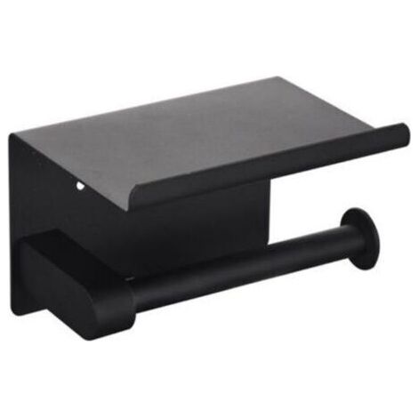 Porte-papier toilette sans perçage en inox 304 noir - 14x9.5 cm, résistant à la corrosion et à la rouille (1/4)