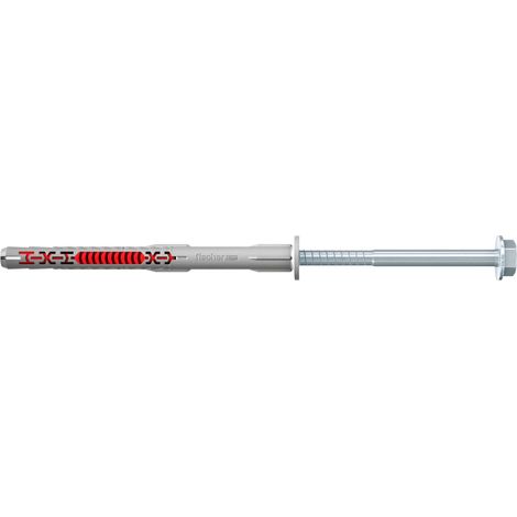 Cheville rallongée DuoXpand 8x100 avec vis à tête hexagonale en acier électrozingué Boite de 50 Gris Rouge (1/5)