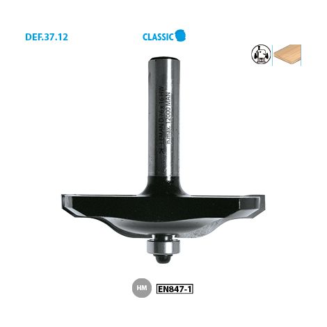 Mèche à plate-bande HM + guide D.76 mm L.U. 16 mm profil 3 Q. 12 mm - 3712.700.03 - Leman