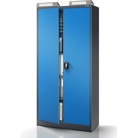 Armoire en métal verrouillable JAN, 900 x 1850 x 400 mm, bleu anthracite