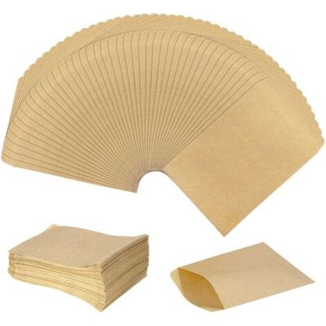 Lot de 100 petits sachets plats marron - Mini sacs en papier kraft pour cadeaux d'invités, bijoux, bonbons, cartes de Noël, pièces de monnaie (6x10cm)
