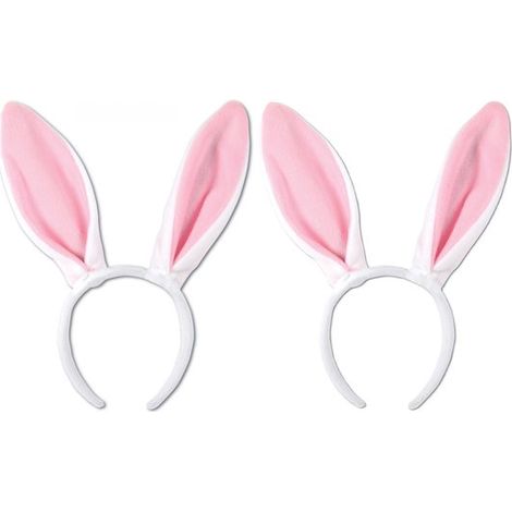 Lot de 10 diadèmes oreilles de lapin blanc - Pour fête de Pâques et déguisement - Accessoire cheveux (1/5)
