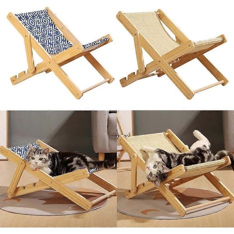 Lit-transats multifonctionnel pour chat, idéal pour faire ses griffes - Toile (1/4)