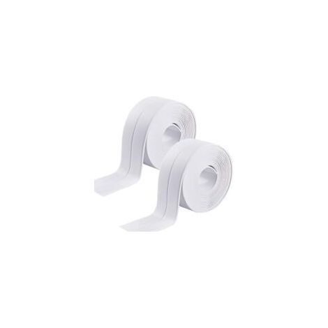 Ruban Adhésif étanche Bande d'étanchéité Autocollante pour Évier de Cuisine Écart de Toilette Salle de Bain Résiste à l'humidité et Anti-moisissure Bande PVC Blanc pour Coin de Mur (1/4)