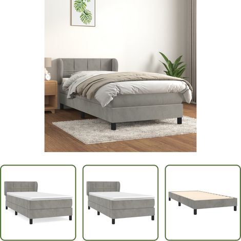 Samtbett - Boxspringbett mit Matratze Hellgrau 90x200 cm Samt (1/5)