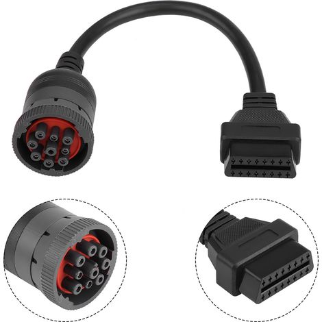 Interface de Diagnostic Camion Femelle 16 Broches OBD2 avec Câble Adaptateur 9 Broches pour Outil de Diagnostic Automobile (1/5)