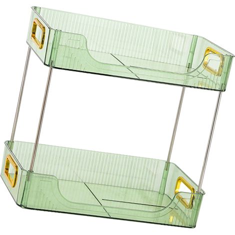 Organiseur de bureau à 2 niveaux, étagère de rangement moderne et spacieuse pour bureau, chambre ou maison, vert (1/5)
