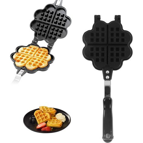 1 Moule À Gaufres, Alliage D'aluminium, Revêtement Antiadhésif, Double Face, Forme De Cœur, Pour Cuisine Domestique