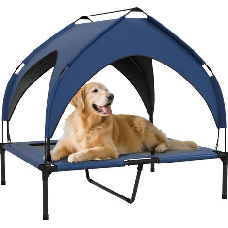 Panier pour chien avec toit, respirant et déperlant, jusqu'à 30 kg, 91 x 76 x 89 cm, bleu foncé