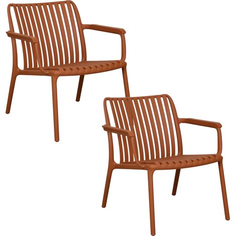 Set 2 poltroncine rosse da giardino impilabili, arredo casa e bar (1/5)