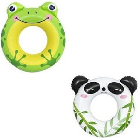 Panda-/Frosch-Rettungsring 79x85cm Aufblasbarer Schwimmring für Kinder von 3-6 Jahren 36351 (1/5)