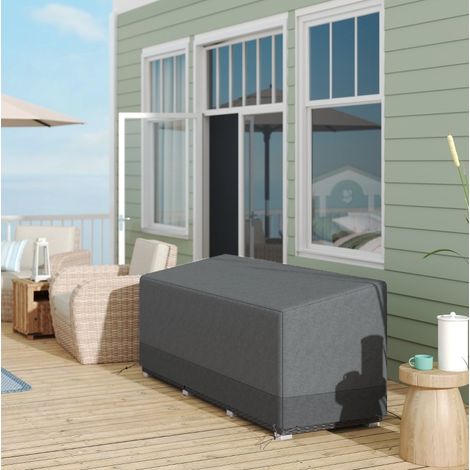 Funda de protección para muebles de jardín 190,5x72x76 cm poliéster gris claro anti-UV - MEUBLIV (1/5)
