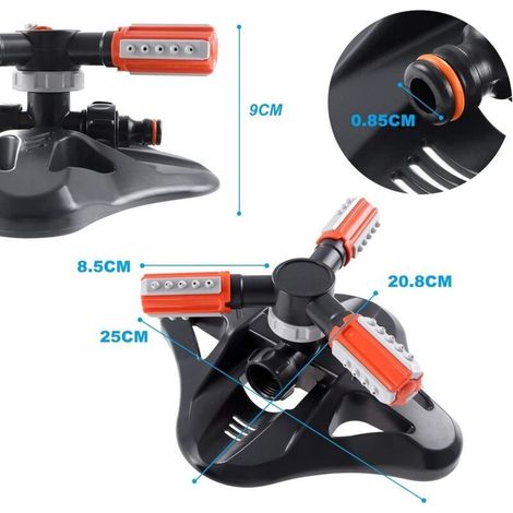 360° Arroseur de Jardin, Arroseur de Pelouse Automatique Rotatif à 3 Bras Arrosage Irrigation pour Pelouse Jardin Champ (1/5)