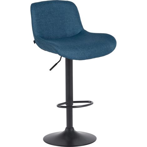 Sgabello da bar regolabile in altezza e girevole x1 con poggiapiedi in tessuto blu e struttura in metallo nero 100006050