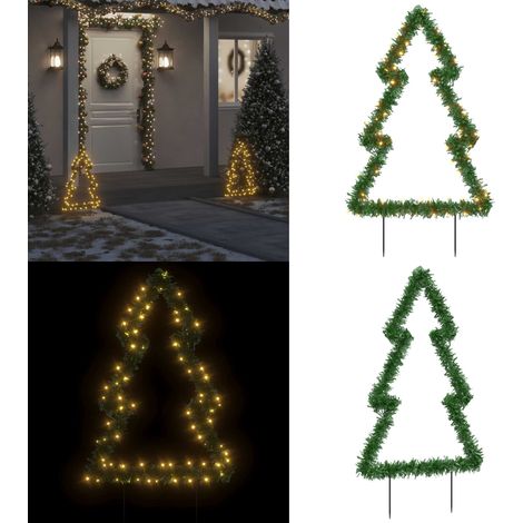Weihnachtsbaum mit Erdspießen und 80 LEDs 60 cm - Weihnachtsdeko - Weihnachtsbaum - LED Beleuchtung - Outdoor Dekoration - Indoor Dekoration - Home & Living