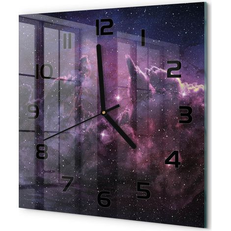 Horloge Murale Carrée Style Artistique Verre Trempé Silencieuse Maison Brouillard 30x30 cm (1/5)
