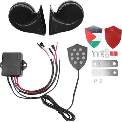 Sistema de bocina electrónica de 12 V y 150 dB con alarma sonora y control remoto, ajuste universal para automóviles, sedanes, camionetas y SUV. (1/5)