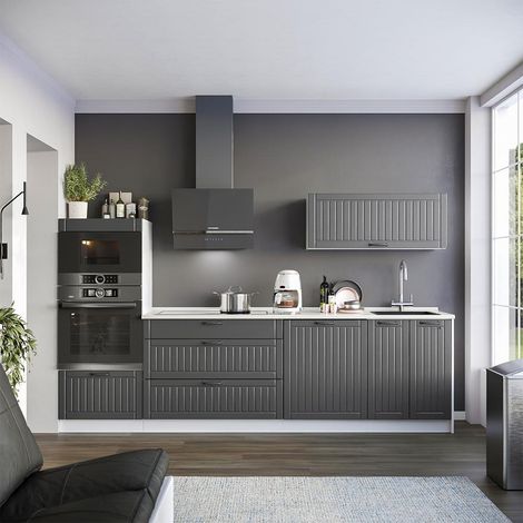 Mueble de cocina Fame-Line, Gris oscuro/Blanco, 280 cm, ET Roble, Vicco (1/5)