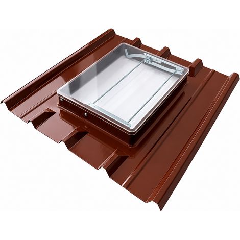 Lucarne de toit pour tôles bac acier ondulés profil 5 ondes – RAL 8012 Brun/Rouge – Vitre Synthétique incassable – LPP TERRACIEL KARE (1/5)