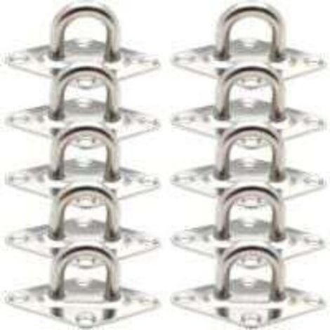 10 Pièces Fixation Anneau d'arrimage, Pontet INOX Oeil Plaques, Crochet d'arrimage Remorque Plaque Oeillet Acier Inoxydable 304 pour Fixer des Remorques Camions Bateaux Kayaks (60 x 36 mm,M5) (1/5)