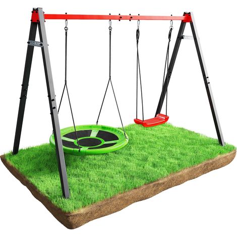 Balançoire Double (métal) avec balançoire NID et SIÈGE I Charge maximale 150 kg I Balançoire de Jardin pour Enfants I Made in EU I (1/5)