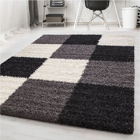 Tapis shaggy graphique design Vita Noir 60x110 (1/5)