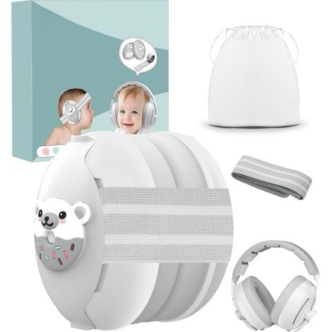 Casque Anti Bruit Bébé 2 en 1 Casque Gris