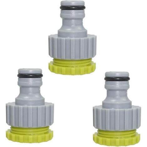 Lot de 3 raccords robinet universels 2-en-1, filetage femelle 1/2'' et 3/4'', adaptateurs en plastique pour tuyau d'arrosage (1/5)