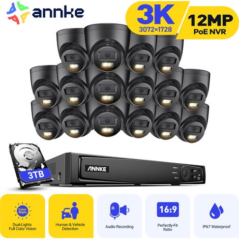 ANNKE 3K Kabelgebundene Außenüberwachungskamera, Videoüberwachungsset mit 16Kanal NVR und 16x5MP PoE IP Kamera, Farbnachtsicht, Personen/Fahrzeugerkennung,3TB HDD (1/5)