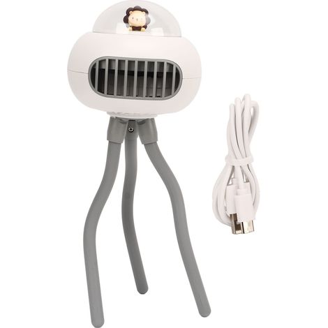 Mini ventilateur portable personnel de poche USB, petit ventilateur pour poussette avec trépied flexible, blanc lion