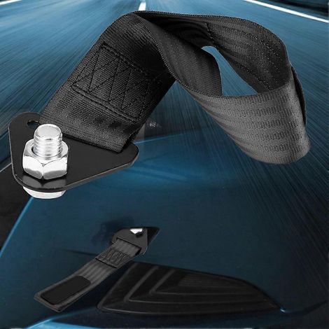 Câble de remorquage universel haute résistance pour voitures de course, compatible avec les pare-chocs avant et arrière, noir