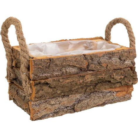 Cesto de madera con asas marrón 18x12x8 (1/5)