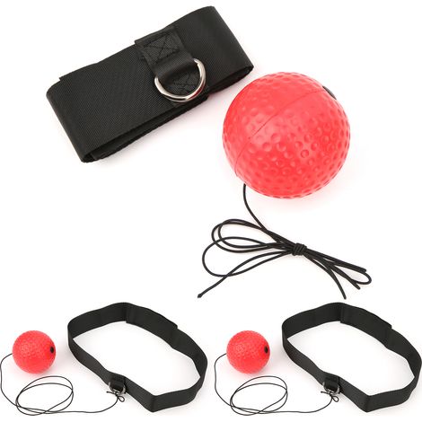 Lot de 3 balles de boxe à fixer sur la tête pour l'entraînement au combat, avec accessoires de rebond. (1/5)