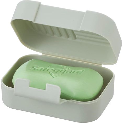 Porte-savon de voyage avec couvercle, taille standard, portable, carré, à rayures, 11 x 7,5 x 5 cm (1/5)