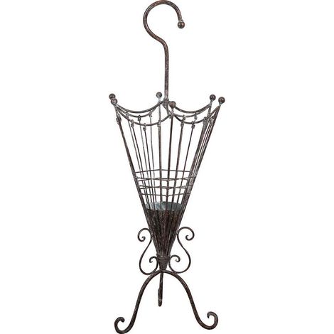 Schirmständer aus Schmiedeeisen. Schirmhalter für den Außen- und Innenbereich. Vintage-Stil, tropfsicher, 32x32x83, Schwarz